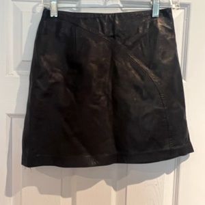 Black mini leather skirt